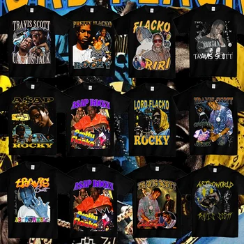 Klasické Rapper Jack Kaktus Grafické T-shirt Topy Úžasné Rap Asap Rocky Portrét Tričko Muži Ženy Hip Hop Voľné Nadrozmerné Tees