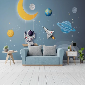 beibehang vlastné 3D Nordic priestor mliečna dráha rakety tapety pre detské izby chlapec spálňa cartoon nástenná maľba na stenu papiere domova