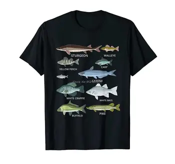 Druhy Sladkovodných Rýb, Rybársky Prút Fly Fishing Cievky Darček T-Shirt Mužov Bavlny O-neck Tričko Hip Hop Tees Streetwear Harajuku