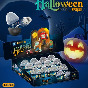 MOC Tvorivé Halloween Gashapon Tvar Tehly Sady Vlkolak Tekvicové Dekorácie stavebným Halloween Hračky Deti Deťom Darčeky