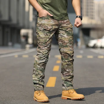 Pánske Nepremokavé Cargo Nohavice Elastické Viacerých Vrecku Vojenské Mužské Nohavice Outdoor Joggers Plus Veľkosť Taktické Camo Nohavice Mužov