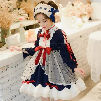Detské lolita dlhým rukávom šaty španielsky súd Sladké Roztomilý princezná Šaty pre Dievča Narodeniny Veľkonočné Cosplay Party Šaty Y2779