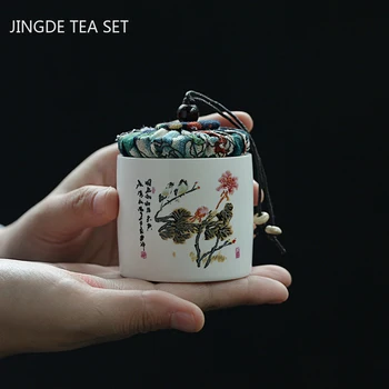 Tvorivosť Keramiky Čaj Caddy Tieguanyin Nádrž Prenosné Cestovné Čaj Box Zapečatené Kávu, Čaj V Prášku Jar Korenie Organizátor