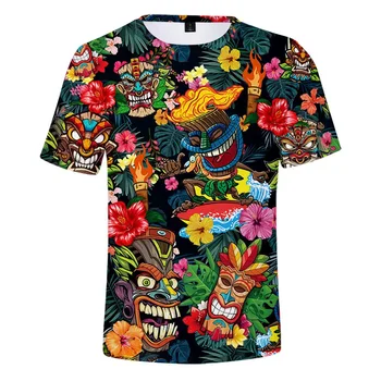 Letné pánske T-Shirts Šortky 3d Tlač Grafiky Topy Harajuku Tees 2022 Módne Havajské T-Shirt O-Krku Voľné Nadrozmerné Oblečenie