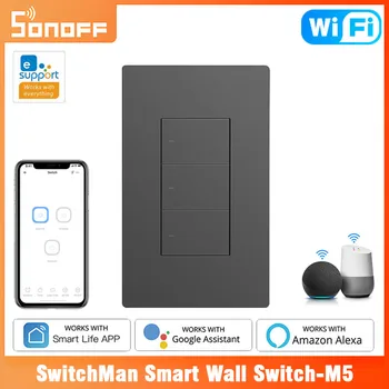 SONOFF M5 Výhybkár WiFi Smart vypínač Smart Home 120 Typ 1/2/3 Gang NÁS vypínač Cez Ewelink Alexa Domovská stránka Google Alice