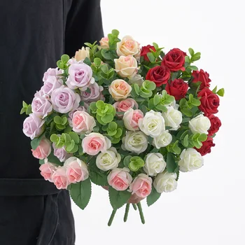 Simulácia kytice ruží svadobné kytice kvety, domáce dekorácie, ozdoby fotografie rekvizity falošné kvety