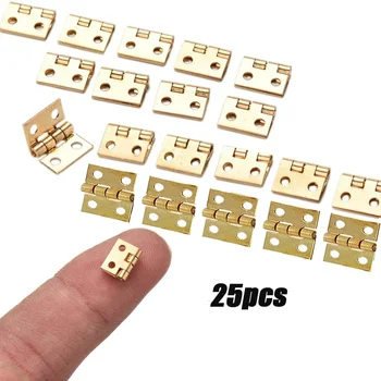 25pcs Maličké Zlaté Mini Malý Kovový Záves pre 1/12 Dom Miniatúrne Skriňa Nábytkových Kovaní Skrine 10 X 8mm Domov Hardvéru