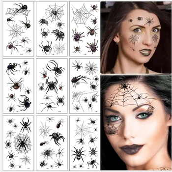 10Sheets/Pack Nové Dovolenku Halloween Tvár make-up a Teror Spider a Jazvy Maska Dizajn Falošné Dočasné Nepremokavé Tetovanie Nálepky