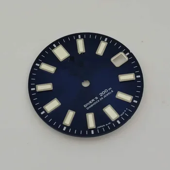 Seikodial upravené disk Yuanzu 62mas potápačské hodinky 28.5 mm priemer nh35 pohyb dial C3 zelená svetelná