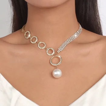 Luxusné Crystal Tenis Reťazec Náhrdelník pre Ženy Mladé Dievčatá Svadba Nevesta Vintage Kamienkami Veľké Guľôčky Prívesok Estetické Šperky