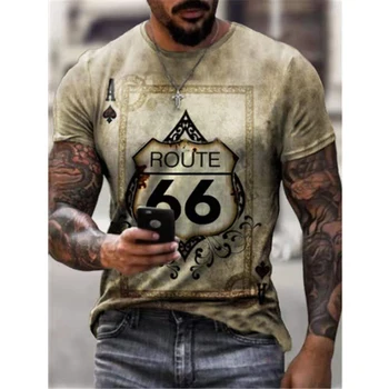 66 NÁS Diaľnici 3d T-shirt lete nové-krátke rukávy potu-absorbent priedušný hornom O-neck T-shirt pánske tričko nadrozmerné