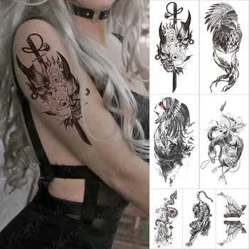 Nepremokavé Dočasné Rukáv tatooo Nálepky Maska Ghost Tribal Nôž Chryzantéma tetovanie Body Art Falošné Prenos tetovanie Človeka Ženy