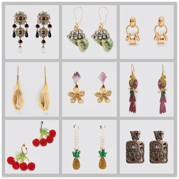 FASHIONSNOOPS Vintage Drahokamu Drop Náušnice Boho Kvet Kovové Imitácie Perál Visieť Náušnice pre Ženy Geometrické Šperky