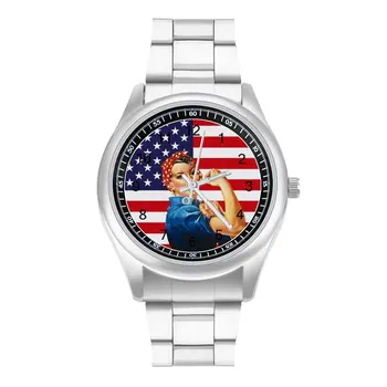 4. júla Rosie Na Riveter Vlasteneckej Quartz Hodinky Americkej Vlajky Nehrdzavejúcej Dizajn Náramkové Hodinky Muž Cool Dizajn Náramkové hodinky