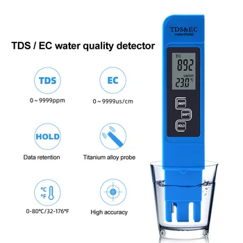 LCD Digitálny PH /TDS/ ES Meter Tester Pero Vody Čistota PPM Filter Hydroponické pre Akvárium bazénovej Vody Monitor s Kožené puzdro