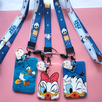 Disney Karikatúry Donald Duck Daisy Študent Areáli Karty Visí na Krku taška Držiteľa Karty ozdobná šnúrka na uniforme ID Karty Jedlo Karty Ornament Taška