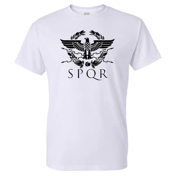 2021 Nové SPQR Vzor Tlače T-shirt Rímsky Gladiátor Imperial Golden Eagle Muži Ženy Streetwear Šport Bežné Tričko Bavlna Topy