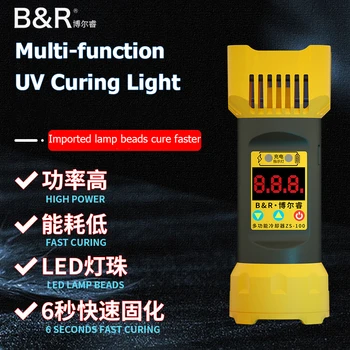 B&R ZS-100 2v1 UV Lampa USB Nabíjateľné Ultrafialové Rýchle Vytvrdnutie Chladenie Fluorescenčné Jade Peniaze Detektor LED UV Liečivé Svetlo