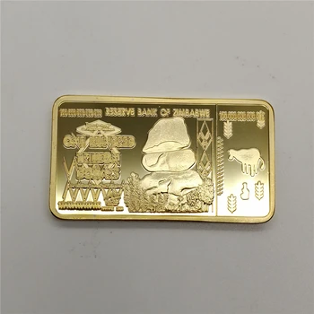 Pre Zber Zimbabwe $100 Biliónov Dolár Zlatom Plátované &Zlata Bar Reserve Bank of Zimbabwe Mince Stôl Dekorácie