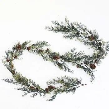 160CM Umelé Borovicové Šišky Viniča Vianočné Dekorácie Snowflake Borovica Pobočiek Green Garland Listy Veniec Steny Výzdoba Na Svadbu