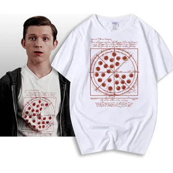 Tom Holland Rovnaký Štýl Tees Vitruvian Pizza Print T Shirt Harajuku Bežné Bavlna Streetwear Muži Ženy Unisex Letné Krátke-sleev