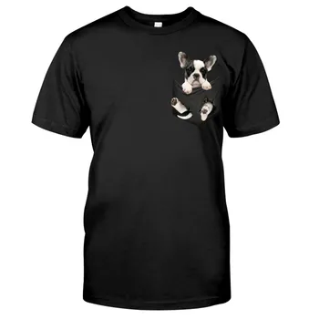 CLOOCL domáce Zvieratá, Pes Bavlna Muži T-Shirts Boston Teriér 3D Tlač Pes S Vrecku Bežné Topy Mužov Hip Hop Oblečenie Bavlnené Tričká