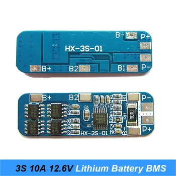 3S 10A 12V Lítiové Batérie, Nabíjačky Ochrany Rada Modul pre 3ks 18650 Lipo Li-ion Batéria Bunky Plnenie BMS 11.1 V 12,6 V