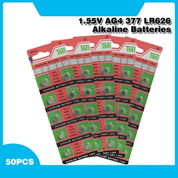 50pcs/pack AG4 LR626 377 gombíkové Batérie SR626 177 Bunky Mince Alkalické Batérie 1.55 V 626A 377A CX66W Na Hodinky Hračky, Diaľkové