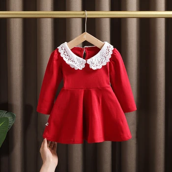 Jar, jeseň girl detské oblečenie čipky dlhým rukávom šaty pre batoľa dievča, detské oblečenie, 1 rok narodeniny princess tutu šaty šaty