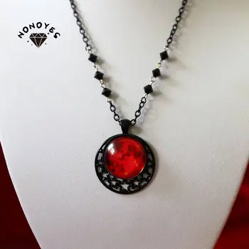 Gotický Mesiac Krvi, Červená Prívesok Charm Náhrdelník Pre Ženy, Dievčatá Módne Čarodejnice Šperky Upír Black Crystal Reťazca Chokers Šperky