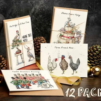 Vianočné Kartu Nastaviť Dvanásť Dní Vianočné Kartu Nastaviť Nádherné Dovolenku Pohľadnice S 12 Vzory Skvelé Pre Mnohých