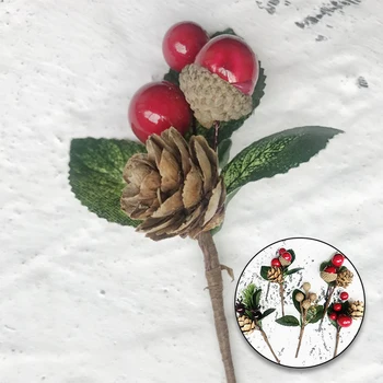 Vianočné Červené Bobule a Borovicová Šiška Vianočný Výber s Holly Pobočiek na Dovolenku Dekorácie Skvelé Okrem Dekor Remesiel kvet
