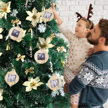 Drevený fotorámik Vianočné Dekorácie pre Domov Deti Gify DIY Prívesok Vianočné Ree Ozdoby Noel Navidad 2021 Nový Rok Darček