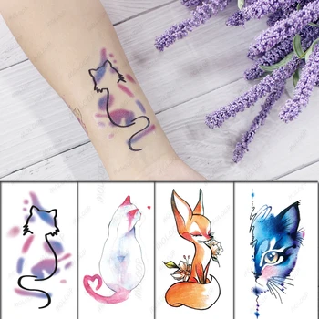 Dočasné Tetovanie Nálepky mačka vzor Prvku Malých zvierat kvet nepremokavé Falošné Body Art tetovanie pre dieťa, dievča, chlapec, muž žena