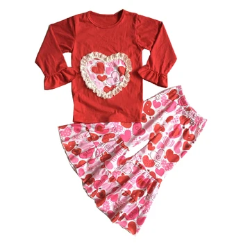 Drop Nakupovanie Hot Predaj Bavlna Deti, Dievčatá Oblečenie Veľkoobchod valentínske Láska boutique Oblečenie Bežné Strany Dievčatá 2 Ks Súpravy