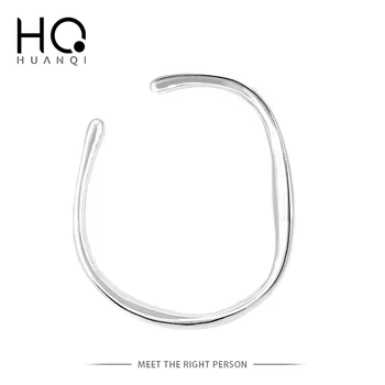 HUANQI Jednoduchý Dizajn Geometrické Nepravidelný Striebornú Farbu a Zefektívniť Twisted Metal Otvoriť Náramok pre Ženy Módne Náramky Šperky