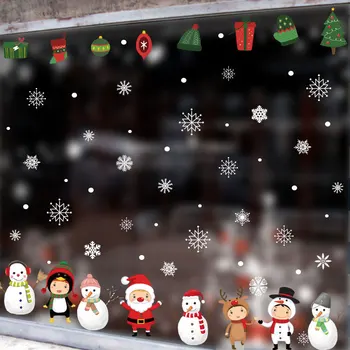 Nový Rok Stenu, Nálepky Vianočný Darček Snehuliak Snowflake Elektrostatické Nálepky Okno detská izba Domov Obtlačky Dekorácie, tapety