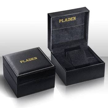 PLADEN Kožené Hodinky Úložný Box Organizátor Vysoká Kvalita Mužov Sledovať Displej Držiak Prípadoch najpredávanejších Black Šperky, Darčekové Krabice Prípade