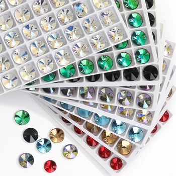 Veľkoobchod Väčšinu 8 mm 10 mm 12 mm Flatback Kolo Crystal Na Vyšívanie Šaty Dekoratívne Diamond Šiť na Beed Kamienkami Vyšívanie