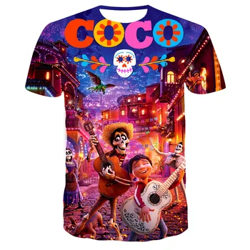Disney Coco T Shirt Deti Streetwear Krátky Rukáv Deti Tshirts Chlapci Dievčatá Topy Muži Ženy Oblečenie T-shirt
