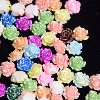 100 Ks Mix Flower Nail Klincami Perla Farba Nail Art Kamienkami Šperky 3D Nail zobrazili kľúčové tlačidlá Pre Nail Art Decor Manikúra Dodáva H#2