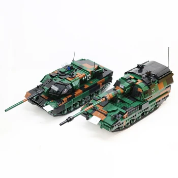 Vojenská Zbraň Armády nemecký Leopard 2A6 Hlavný Bojový Tank PZH2000 Delá, Obrnené Auto Stavebných Blokov WW2 Tehly Hračky
