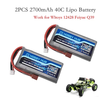 2 KS Hobby Hub RC Lipo Batérie 2s 7.4 V 2700mAh 40C Max 60 ḞC Pre Wltoys 12428 12423 RC Auto feiyue 03 Q39 Upgrade diely Batérie