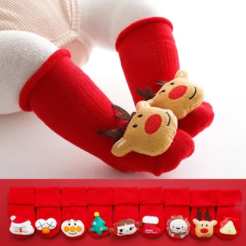 Dieťa Dievča Ponožky Pre Novonarodené Deti Protišmykové Chlapec 2020 Vianoce, Nový Rok Ponožky Teplé Kolená Vysoké Ponožky Hrubé Lacné Veci