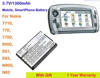 Cameron Čínsko 1300mAh Mobilné telefóny, SmartPhone Batériu BP-5L pre Nokia 770, 7700, 7710, 9500, E61, E62, N800, N92