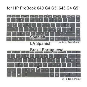 BR portugalský LA španielsky Klávesnica pre Notebook HP ProBook 640 G4 G5, 645 G4 G5 Strieborný Rám, Podsvietený
