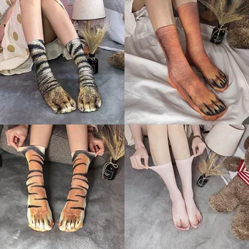 Vtipné Leoparda, Tigra Bavlnené Ponožky Pre Ženy, Ktoré Radi Kreatívne Zvierat Packa Unisex Ponožky Roztomilej Príležitostné Vysoké Ponožky Žena Strany