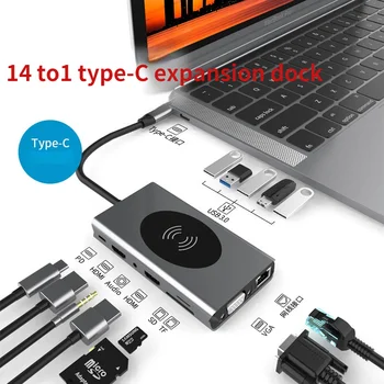 USB C Hub Typ C pre MacBook Pro Air USB C Rozdeliť Na Dual HDMI USB 3.0 Adapter 14 V 1 Typ C Hub Base