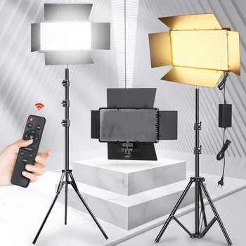 LED Video Svetlo Panel Súprava S Nastaviteľným Statív Bi-Color 3200K-5500K Fotografické Photo Studio Osvetlenie Fotoaparát Fotografovanie