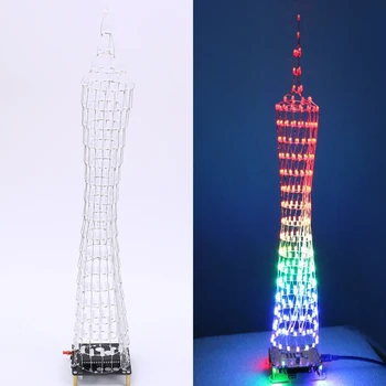 Canton Tower LED DIY Sady Farebné 8 Režim LED Blikajúce Spektrum Displej s Bluetooth Zosilňovač, Diaľkové Ovládanie, Zváracie Suite